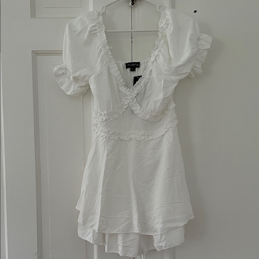 Arden B Elegant White Ruffle Dress